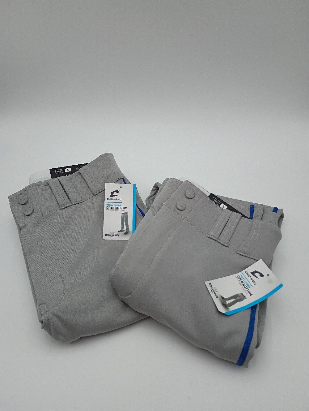 Lot of 2 Champro boys open bottom baseball pants. Youth Large.
